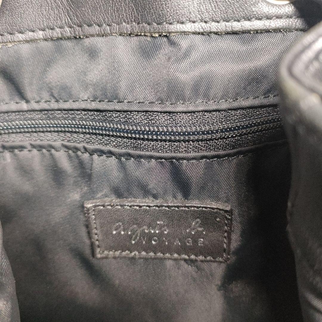 【美品✨️】agnes b.ボヤージュ　プレッションショルダーバッグ巾着　本革