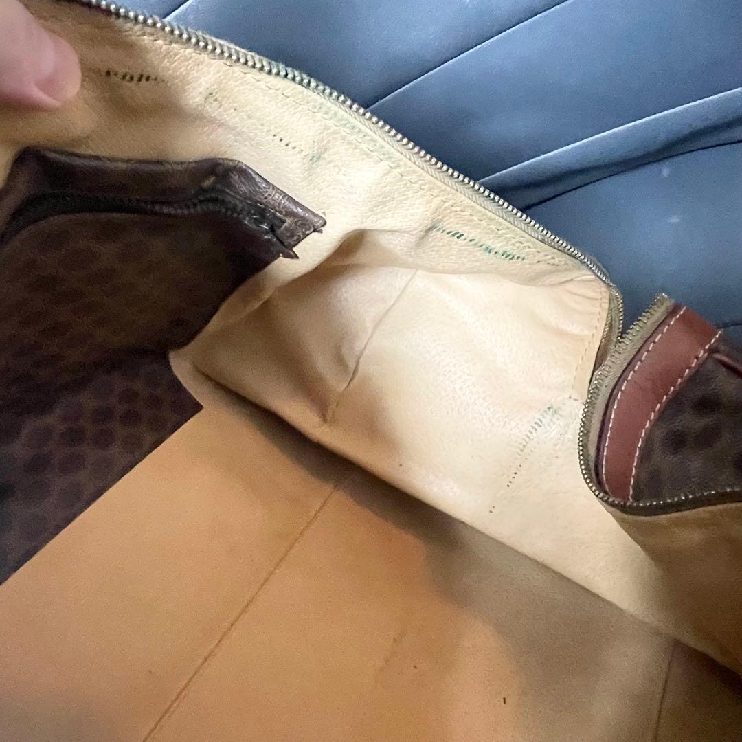 【特大容量】セリーヌ　ボストンバッグ　マカダム　レザー　PVC ゴールド金具