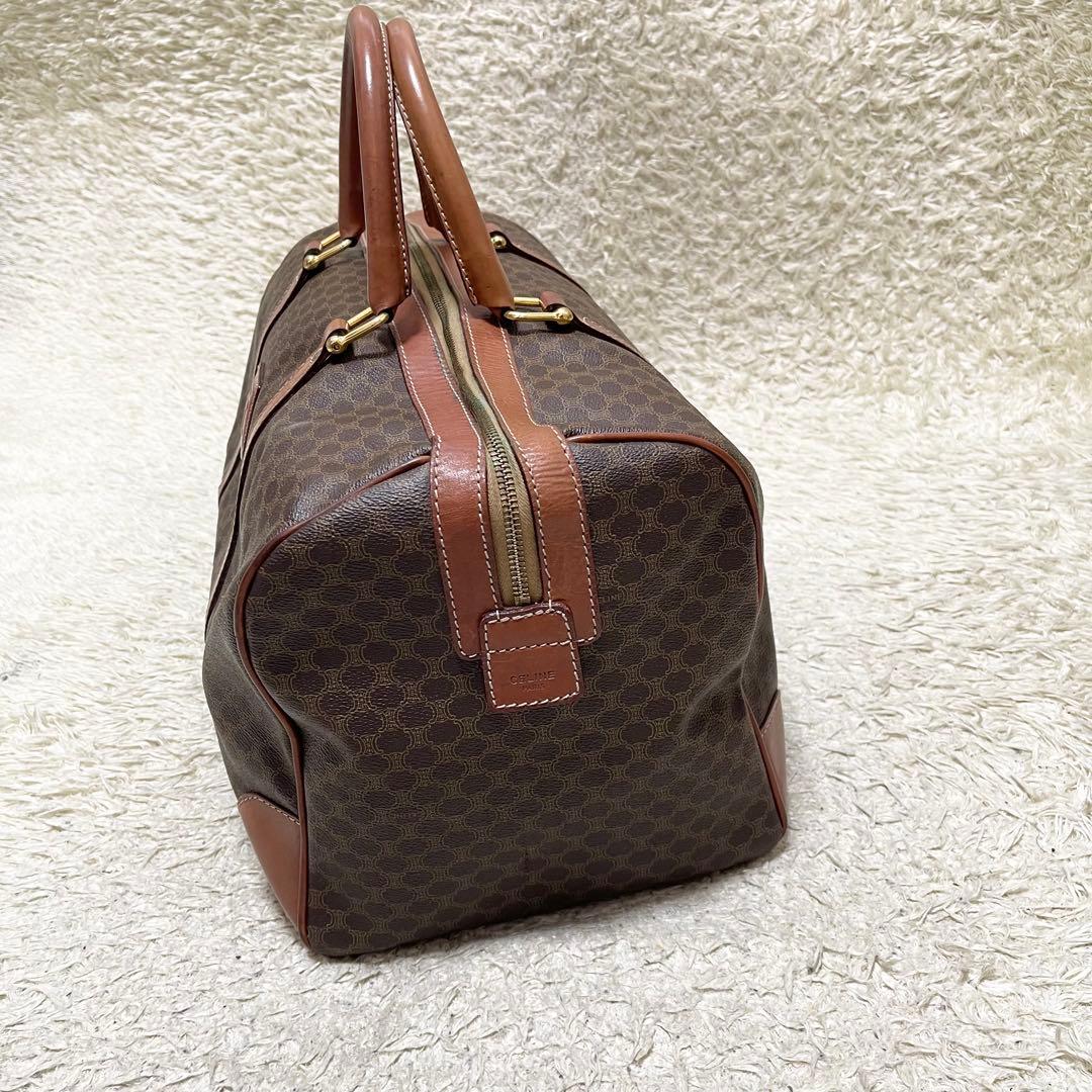 【特大容量】セリーヌ　ボストンバッグ　マカダム　レザー　PVC ゴールド金具