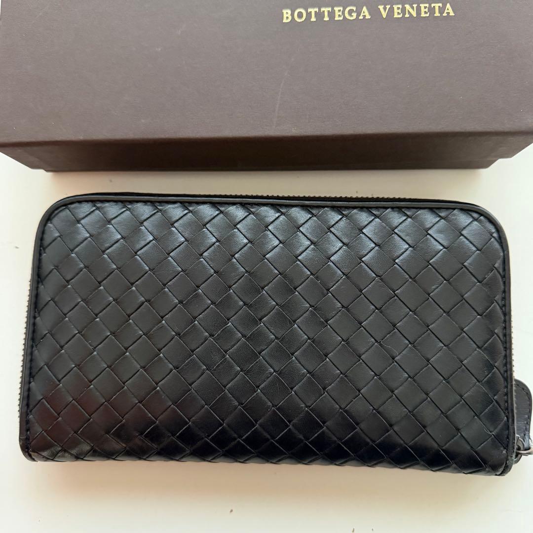 ボッテガヴェネタ イントレチャート レザー ラウンドファスナー 長財布