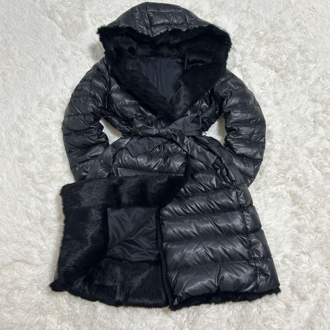 【美品】theory luxeダウン リバーシブル Aライン ファー フードL