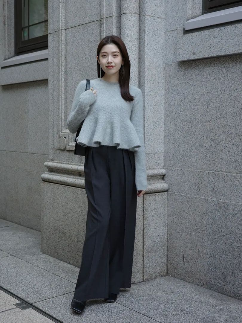 希少色！今季完売品✨anuans ペプラムショートニットトップスsize1グレー