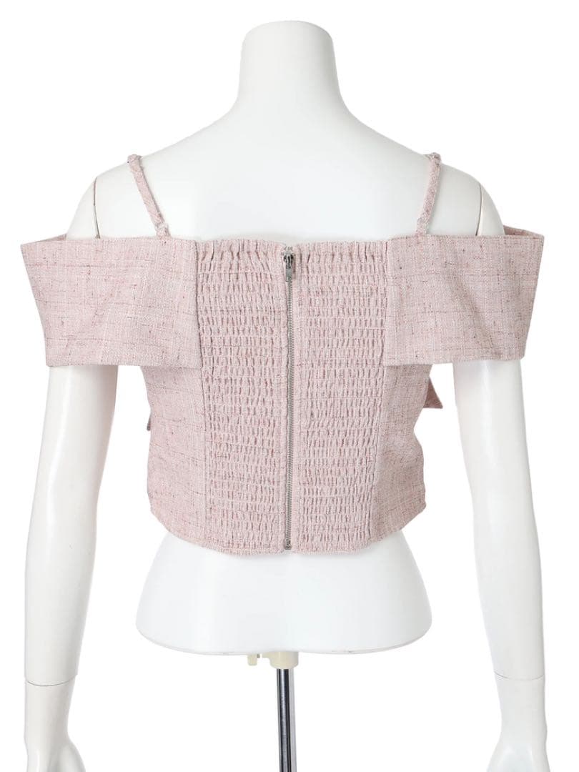 LIPSERVICE ツイードリボンオフショルトップス