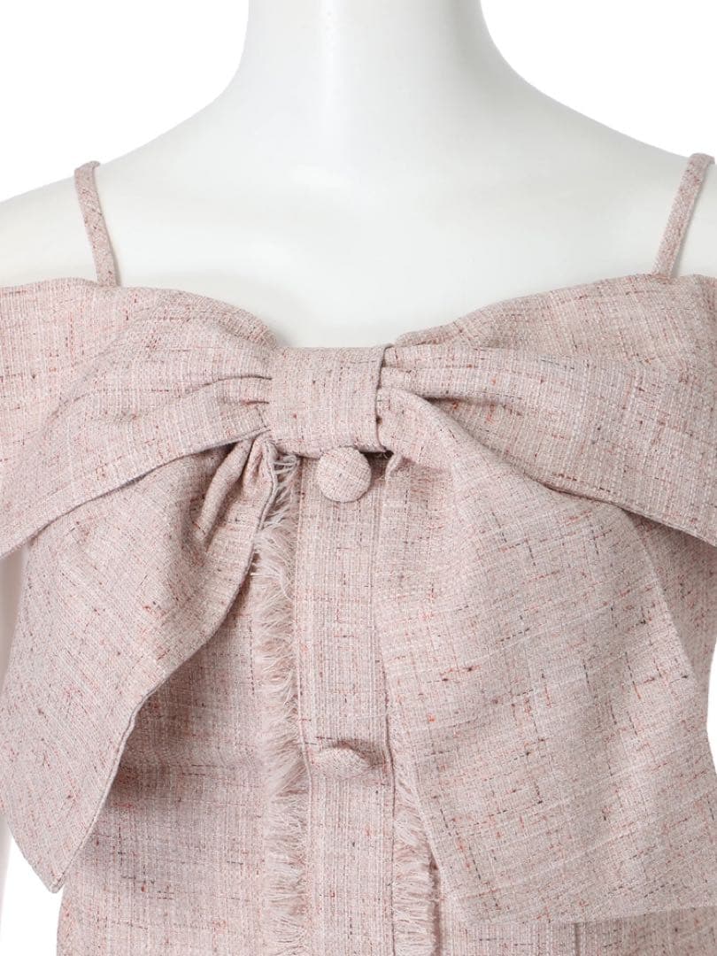 LIPSERVICE ツイードリボンオフショルトップス