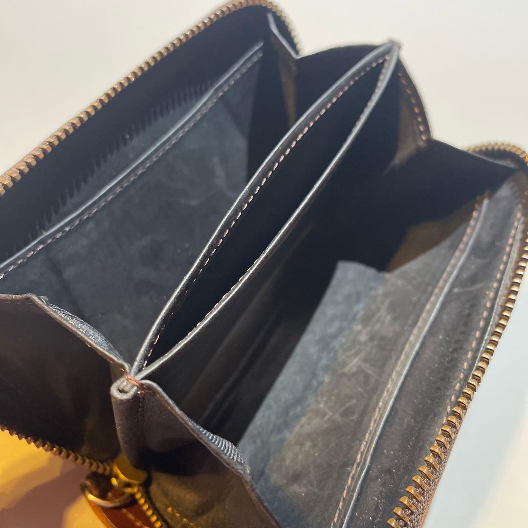 ココマイスター　ナポレオンカーフ　小銭入れ　ブランデー×ブラック　エイジング