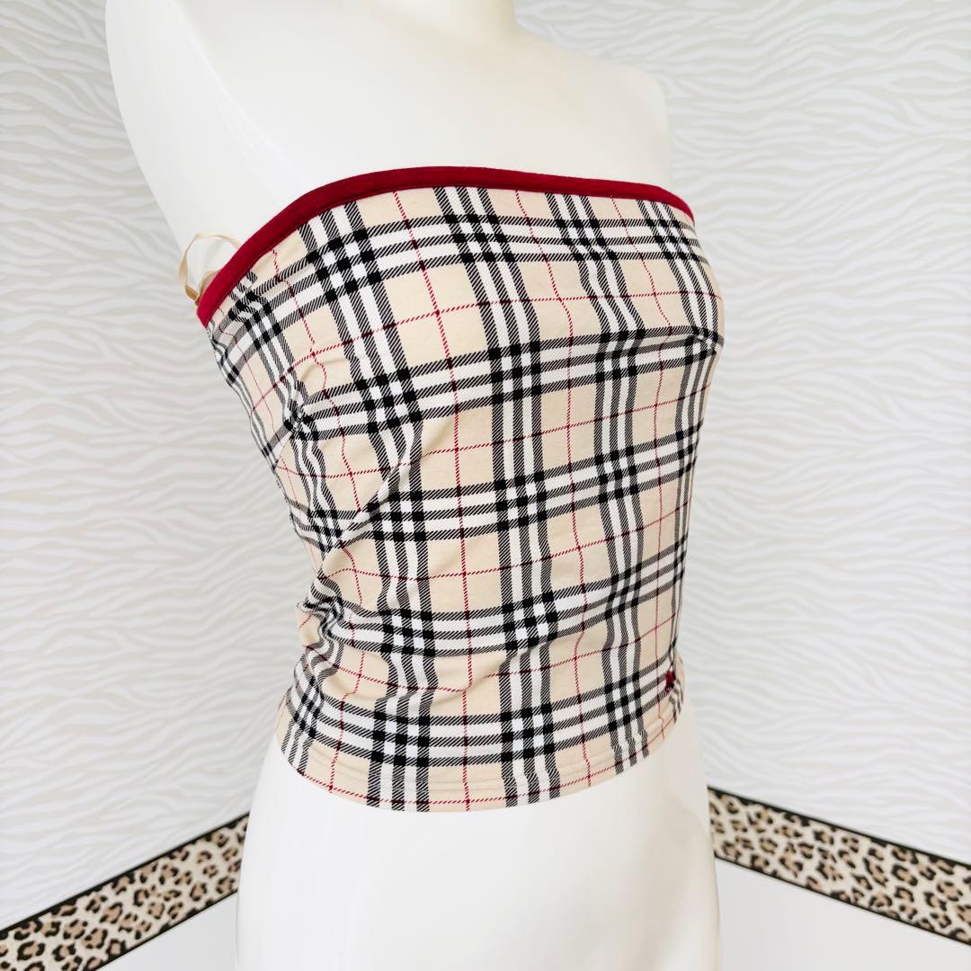 バーバリーブルーレーベル ノバチェック ベアトップ　チューブトップ キャミソール