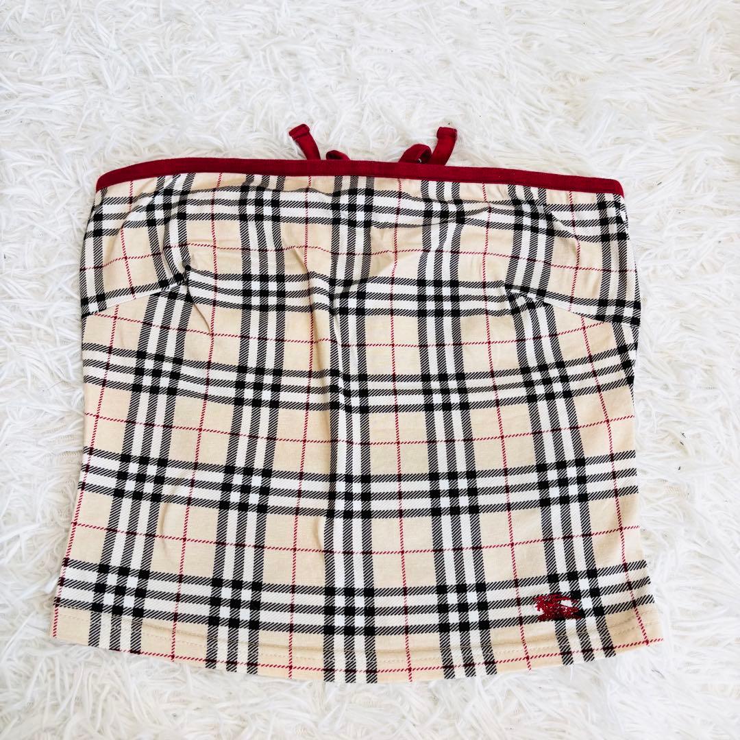 バーバリーブルーレーベル ノバチェック ベアトップ　チューブトップ キャミソール