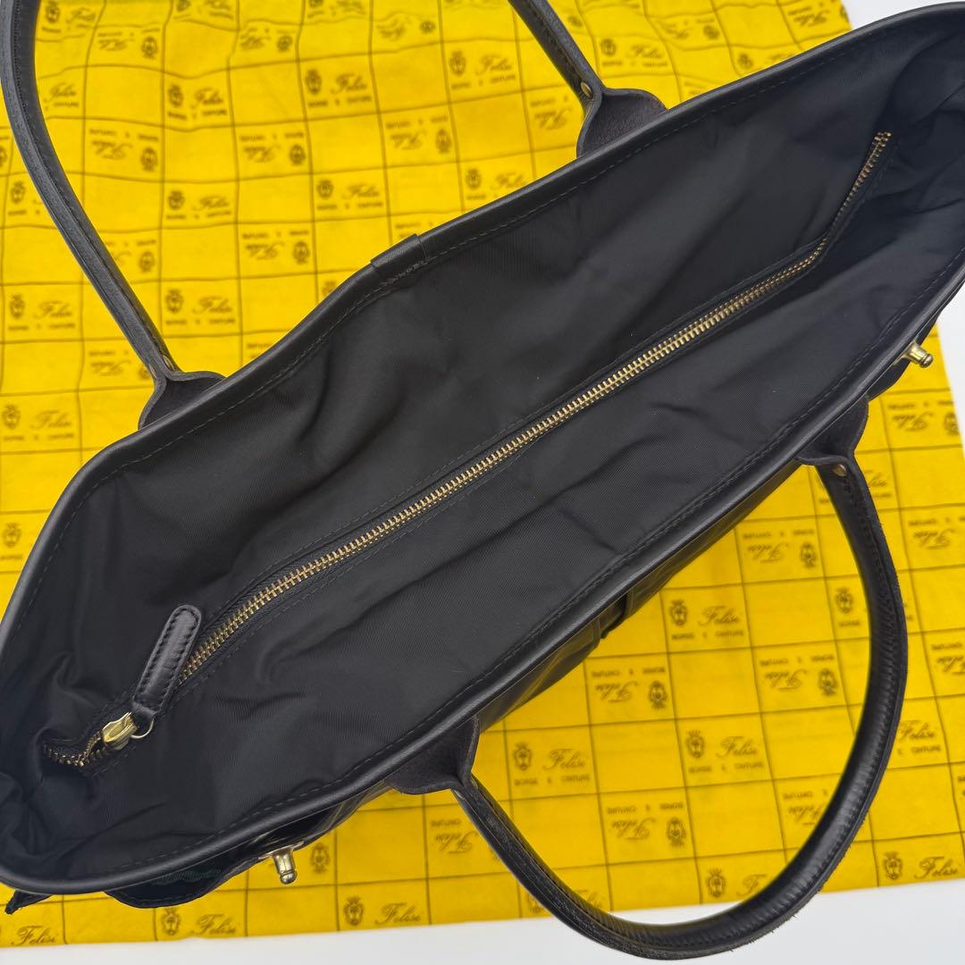 【現行 極美品】フェリージ 9236/DS ナイロン レザー トートバッグ 黒