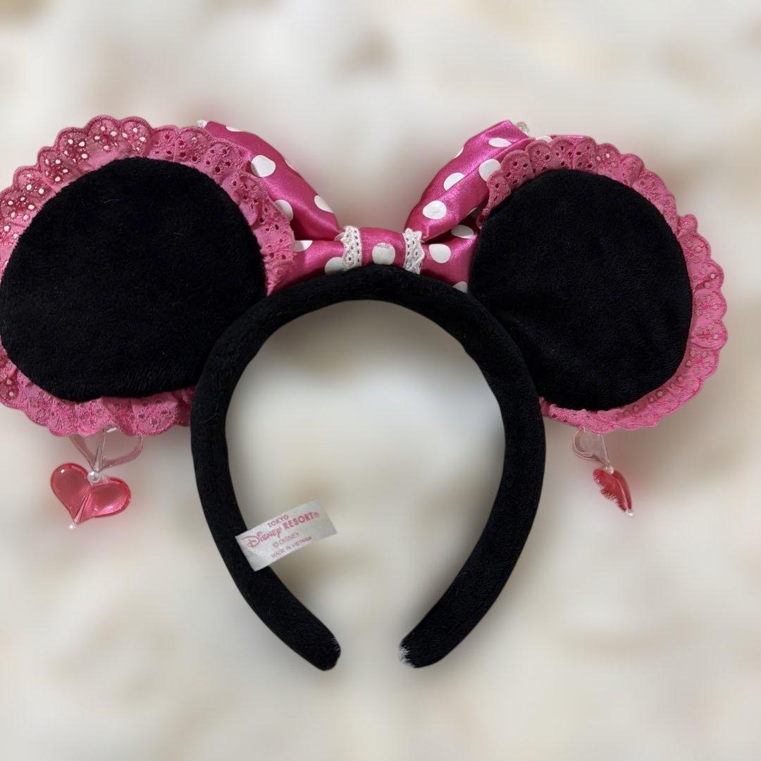 【レア】ディズニー ミニーちゃん カチューシャ ピンク イヤリング付き