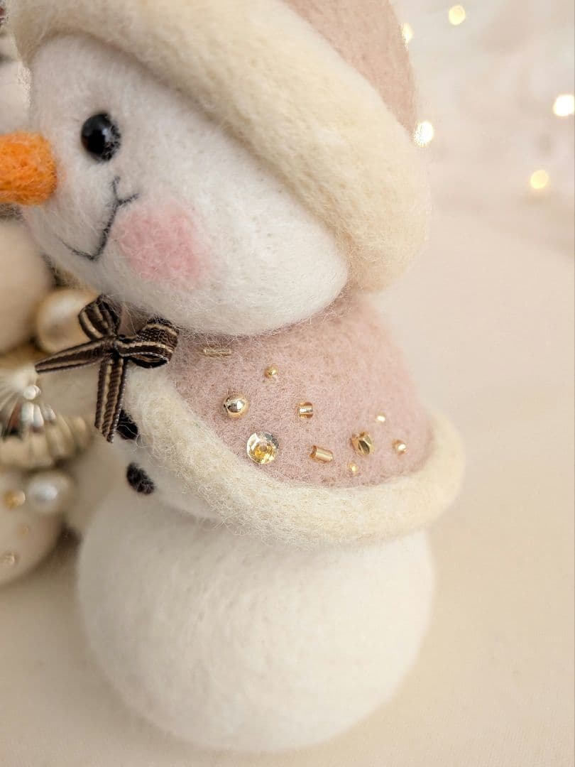 【クリスマス飾り】フェルトボールツリー&スノーマンのセットアイテム（ホワイト系）