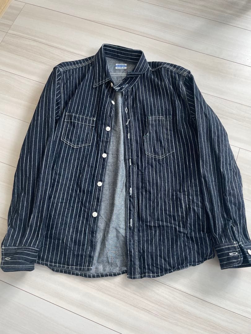 フラットヘッド　ストライプ　デニムシャツ 美品