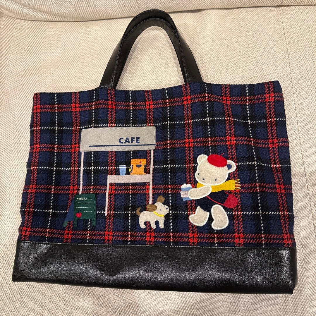 レア　familiar ファミリア　チェック柄トートバッグ