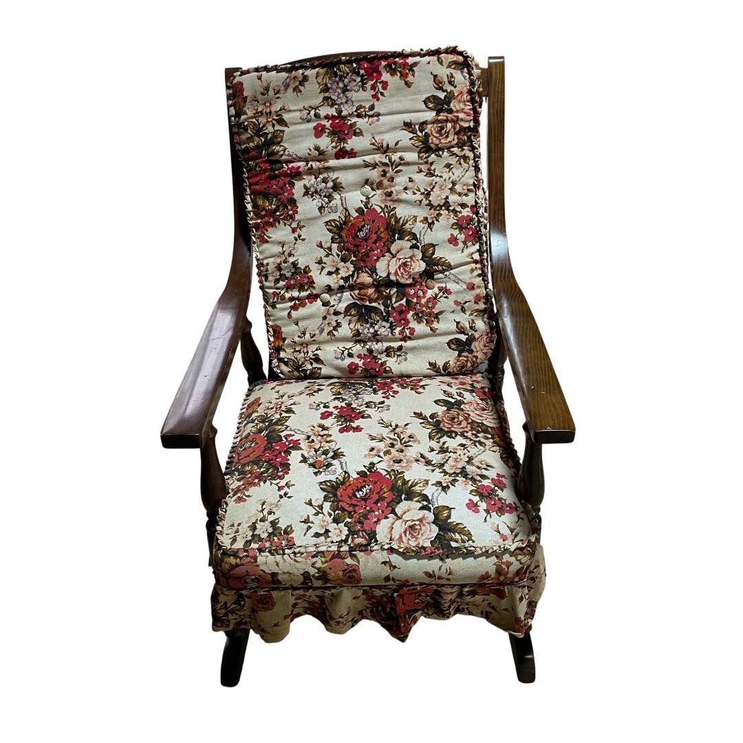 柏木工 KASHIWA 旧ロゴ ロッキングチェア 花柄クッション かしわ