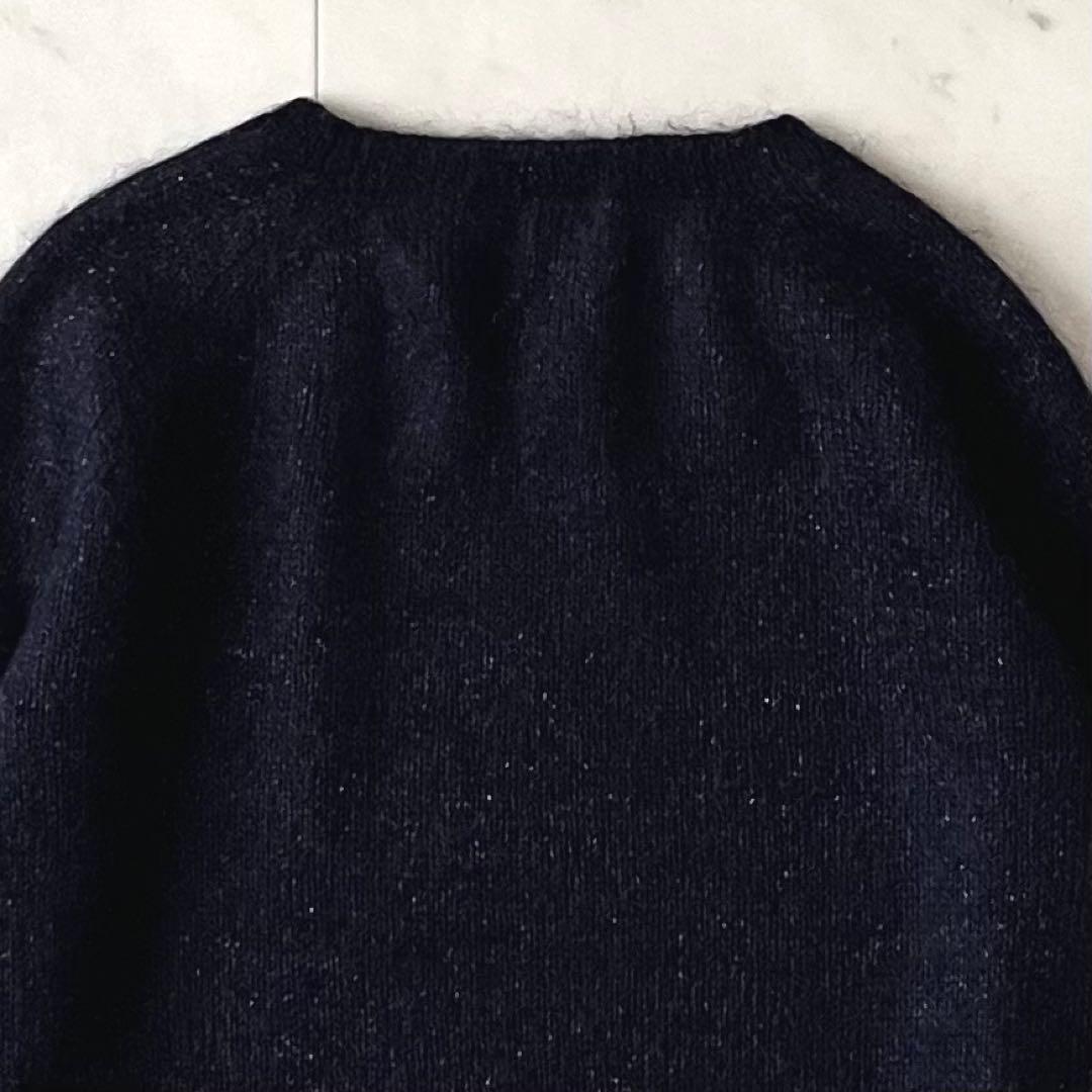 美品♪ドゥロワー モヘヤシルク混クルーネックニット ネイビー×ゴールドラメ 長袖