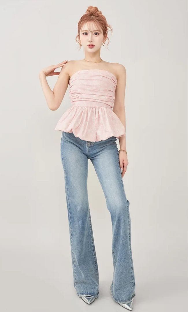 タグ付き✨Darich ダーリッチ フラワーバルーンベアトップ ピンク