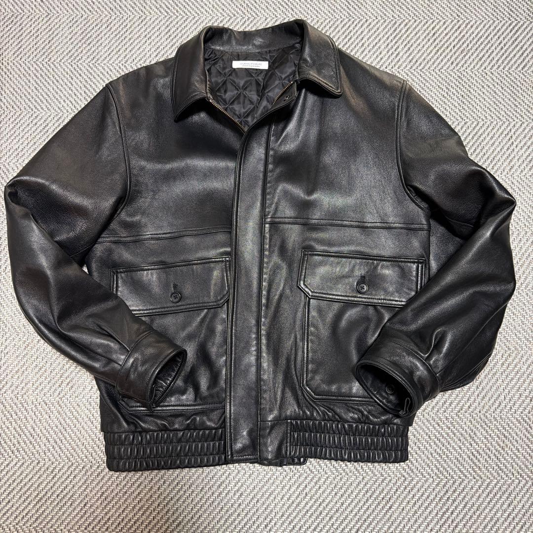 【美品】JOURNAL STANDARD ラムダッドレザーブルゾン（ブラック）