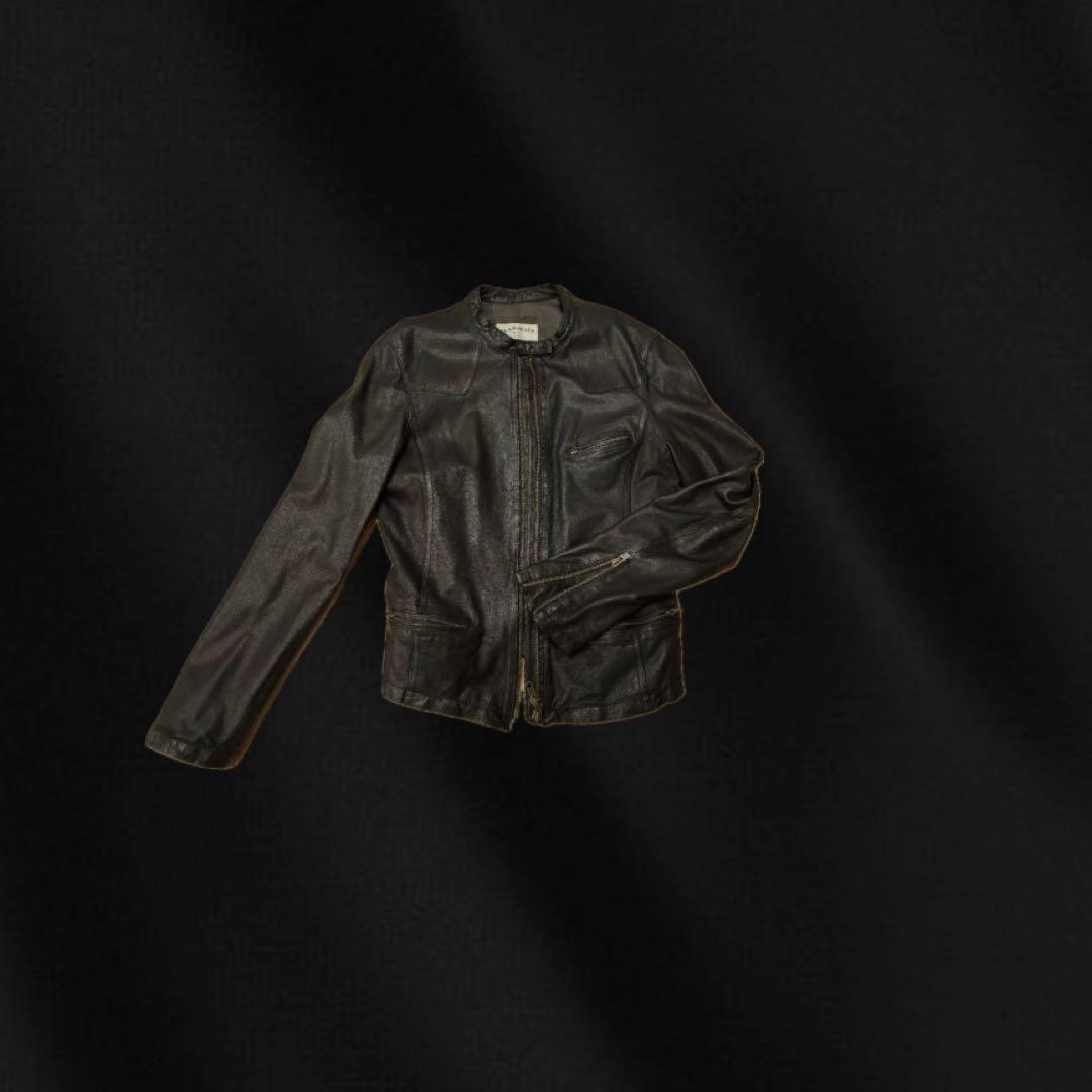 00s 本革　opium vkei y2k ギミック　レザージャケット