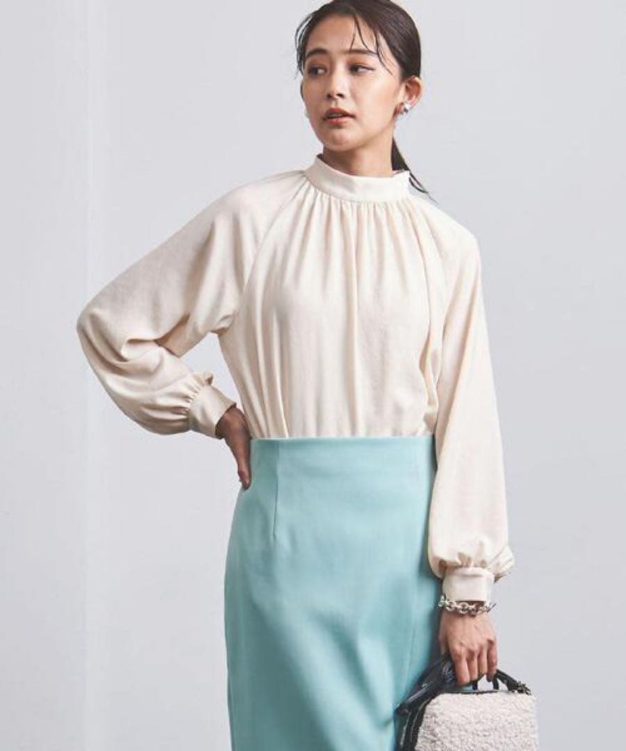 新品★ 手洗可 ギャザー長袖ブラウス 白UNITED ARROWS ¥17600