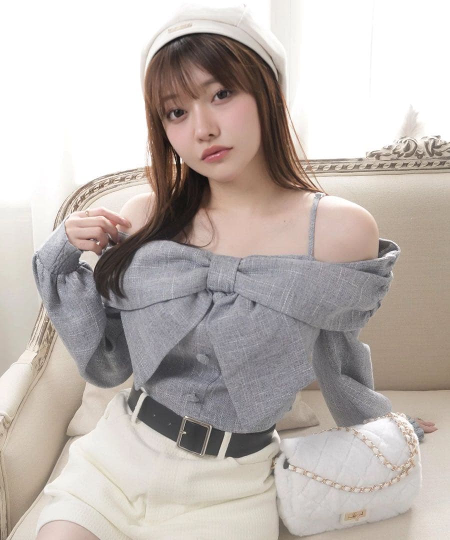 ♡LIP SERVICE リボンオフショルロングスリーブトップス ♡