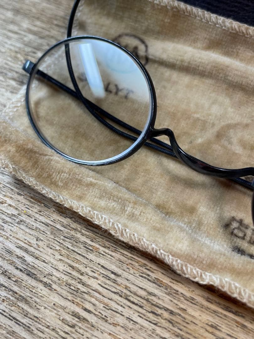昭和初期 高級アンティーク丸眼鏡 河内屋 K10鼻あて ケース付