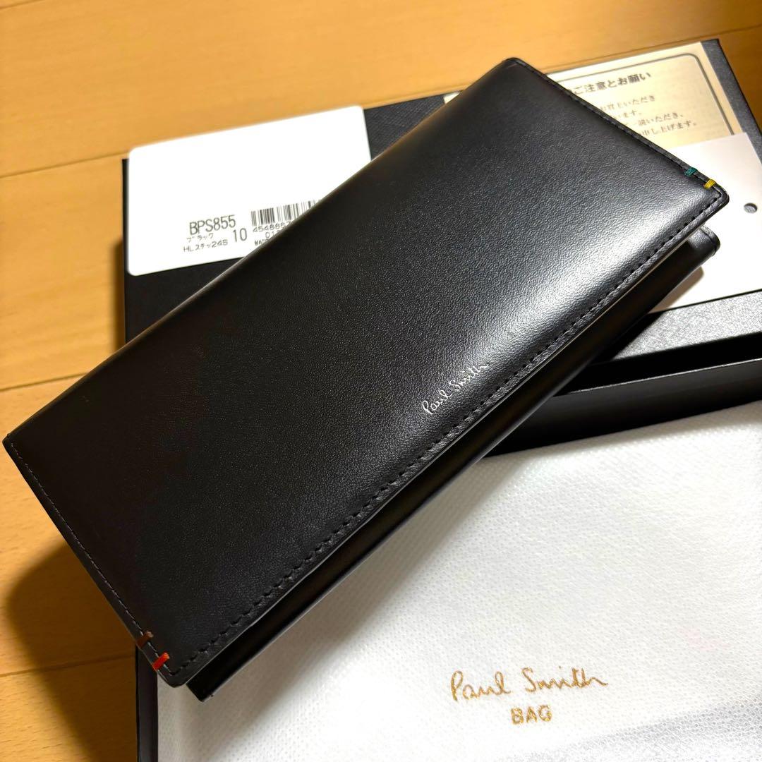 Paul Smith 現行品　長財布　黒　美品　ハイライトステッチ　ブラック