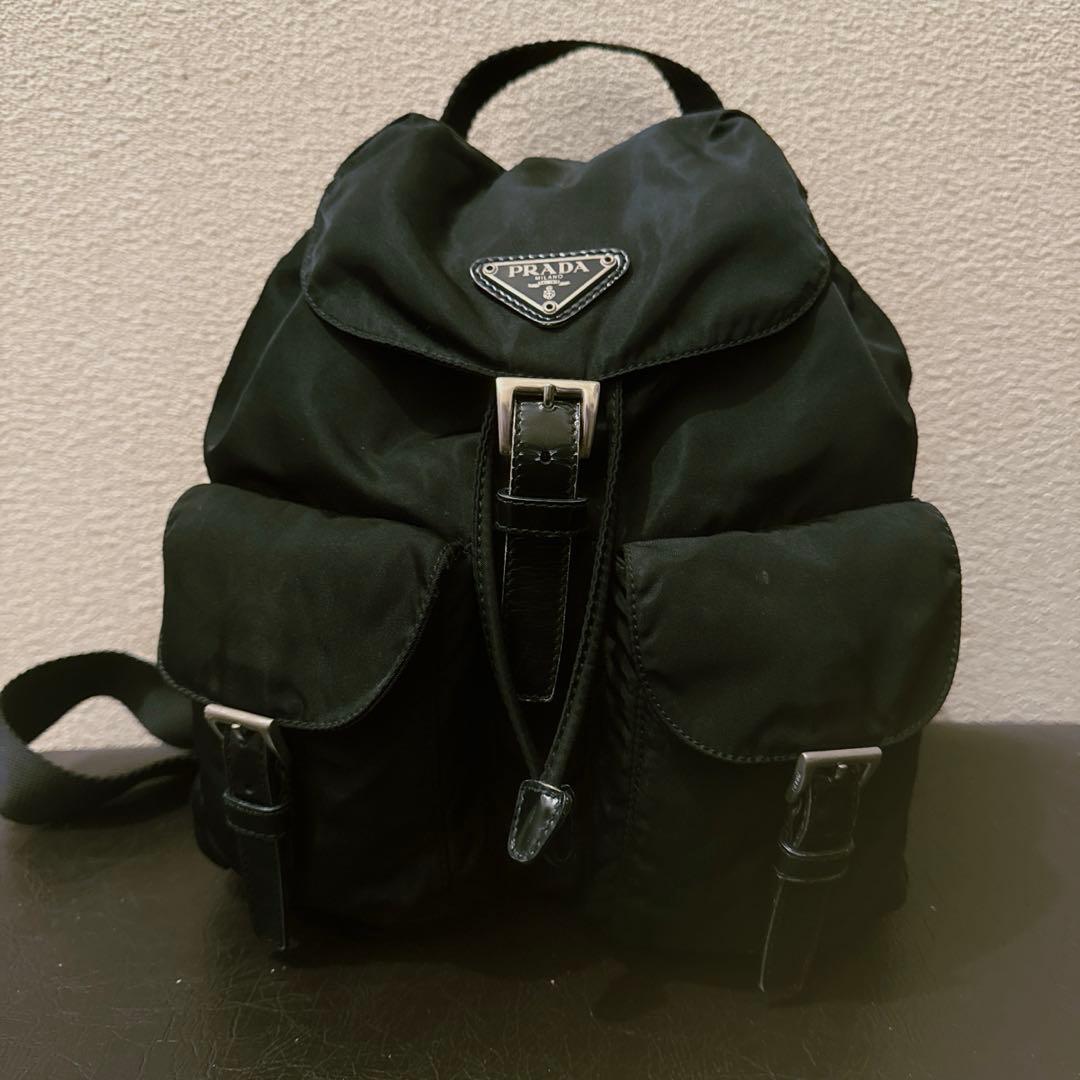 PRADA プラダ リュック ナイロン ブラック レザー 本革 ベルト