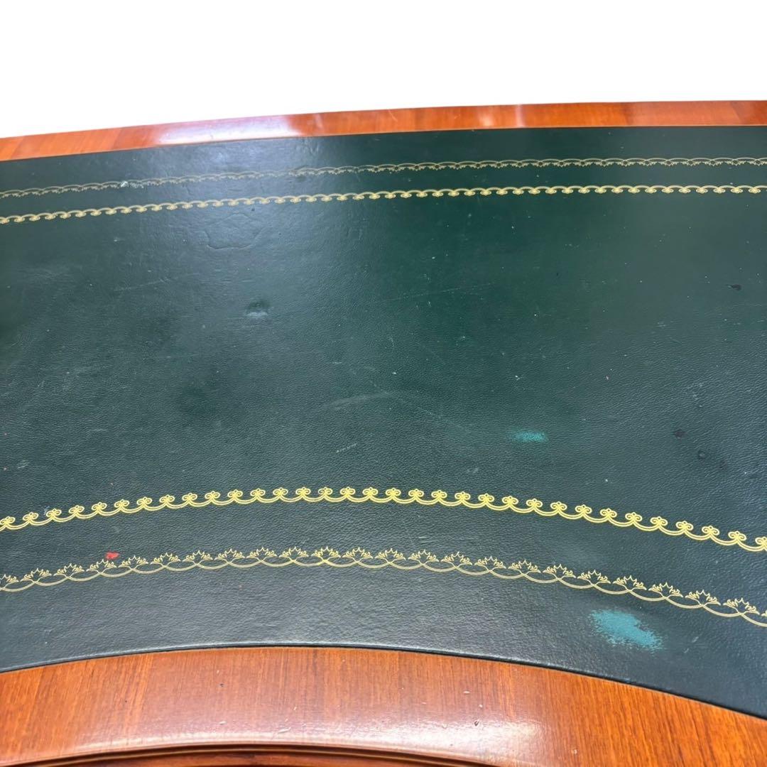 限定配送 書斎机 キドニーデスク 椅子セット マホガニー材 イタリア製 羽 F