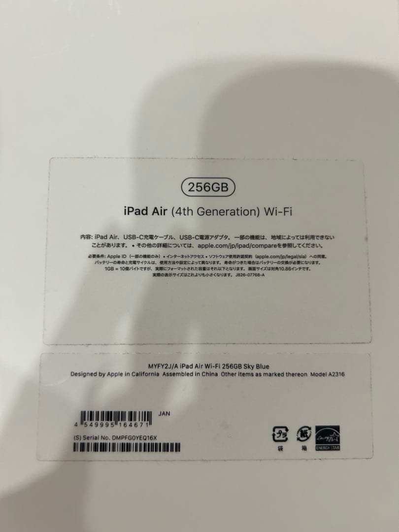 Apple iPad Air (第4世代) スカイブルー 本体