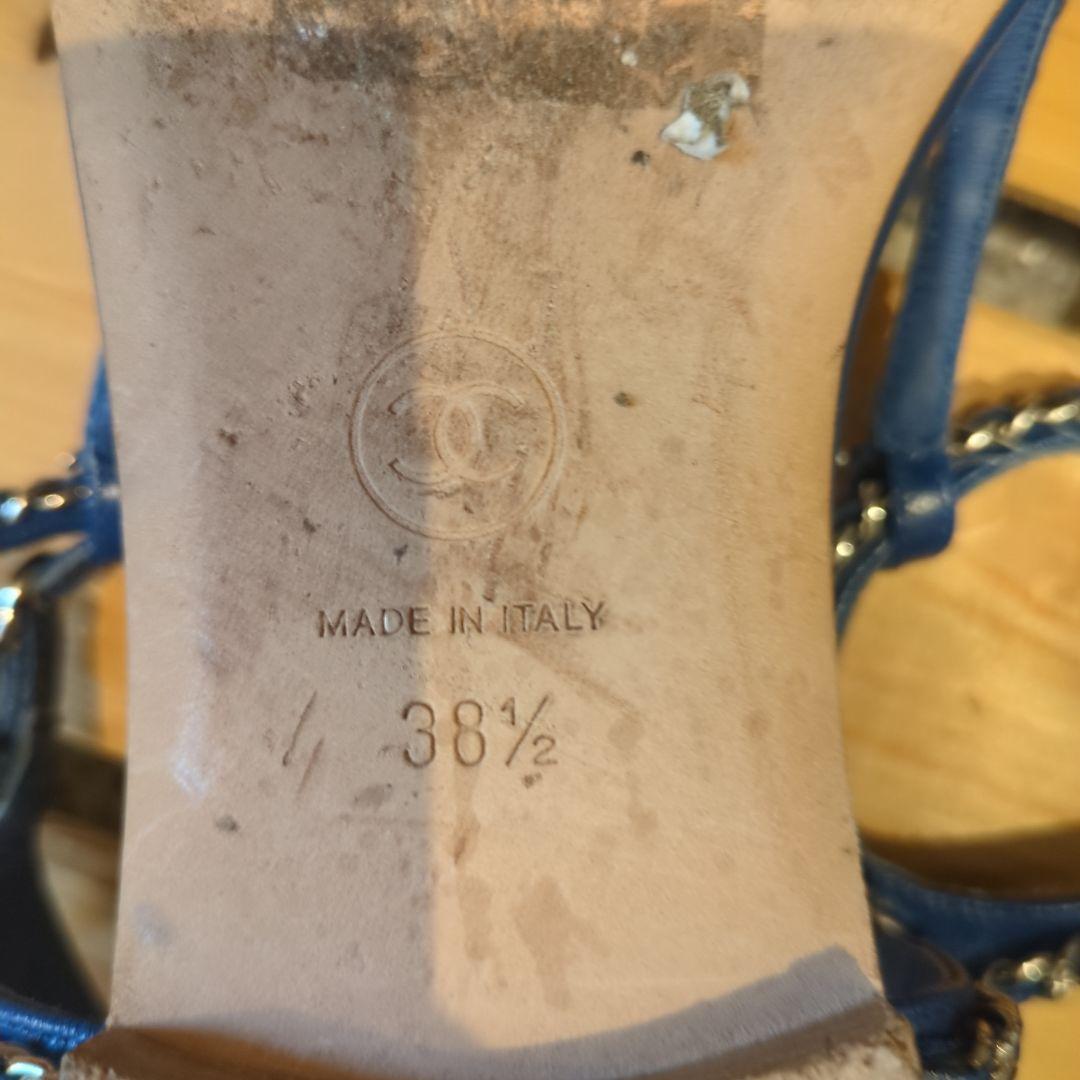 CHANEL 青 トングサンダル