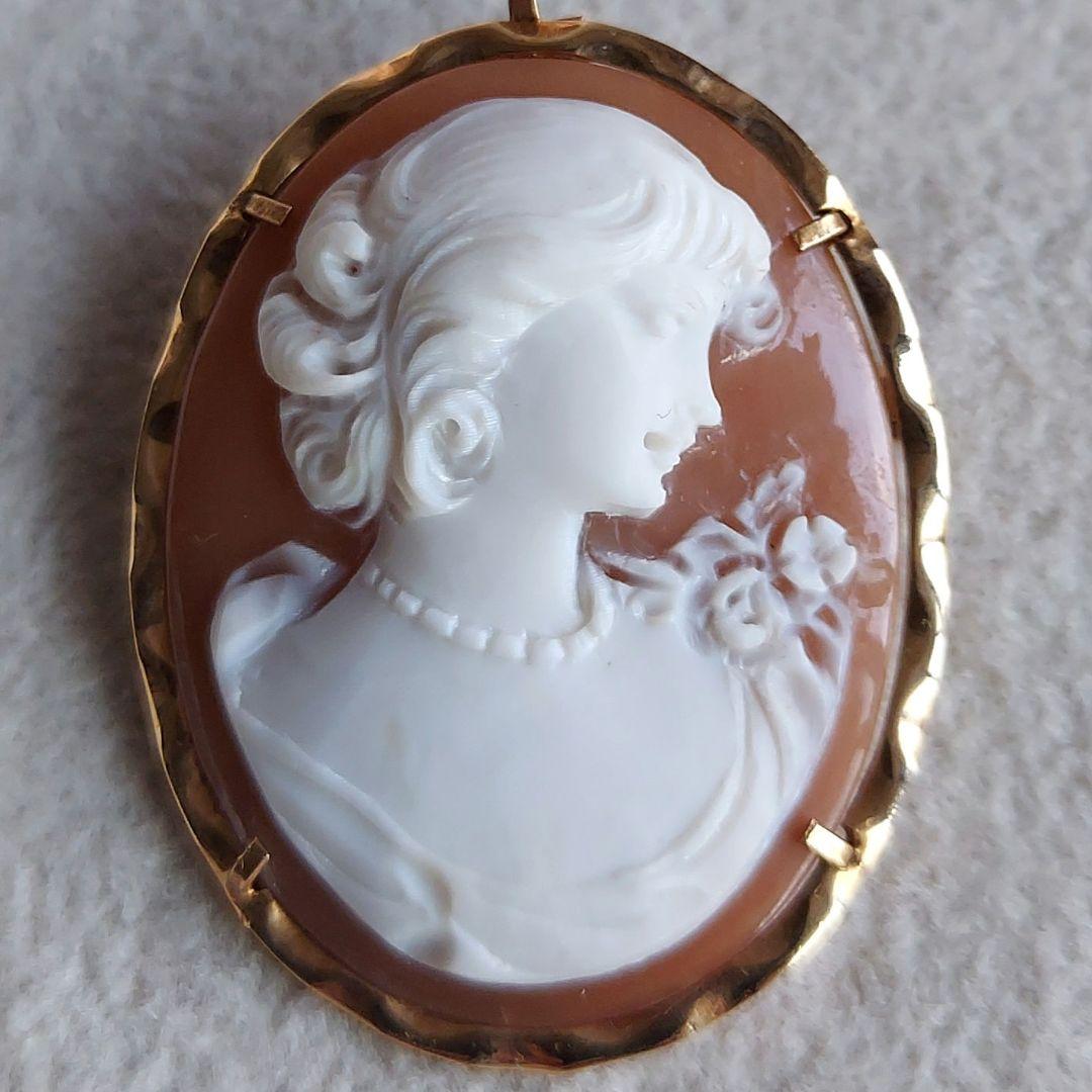 ヴィンテージ　女性　カメオ　ペンダントトップ&ブローチ