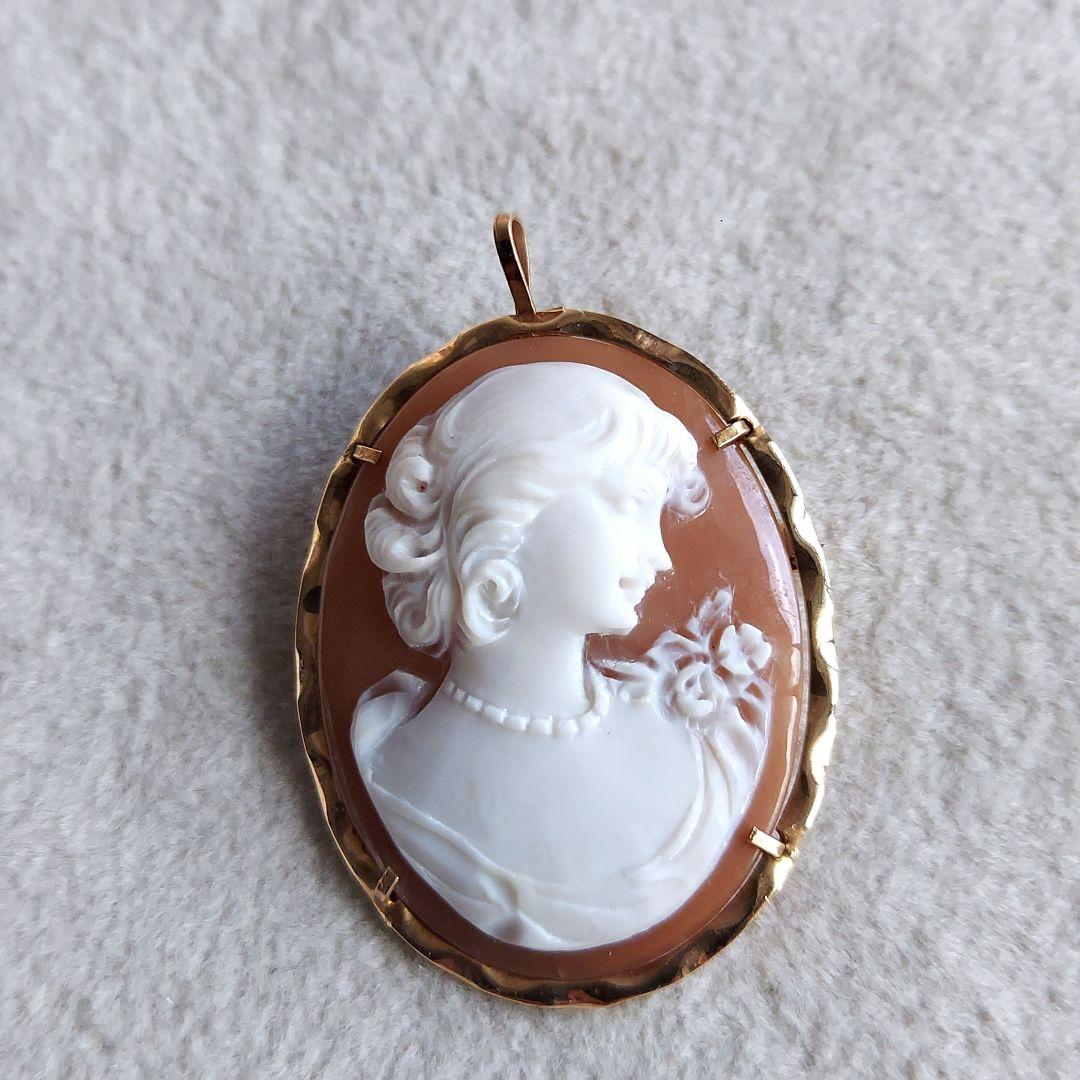 ヴィンテージ　女性　カメオ　ペンダントトップ&ブローチ