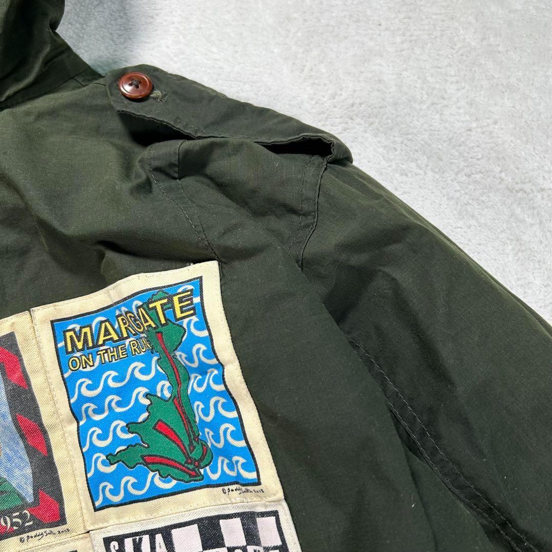 【フレッドペリー】モッズコート　カーキ　メンズS 背中ロゴワッペン　刺繍