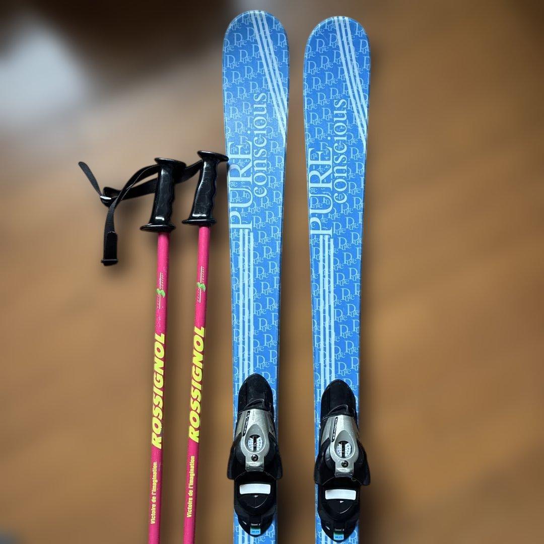 レディース　スキー板とストックセット