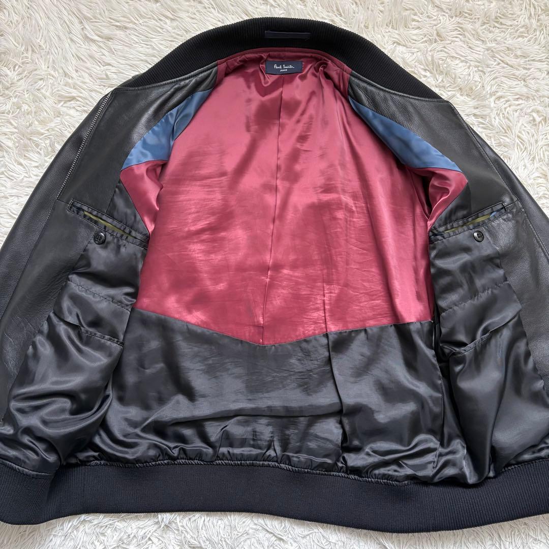 希少　XL 大きいサイズ　ポールスミスジーンズ　キルティングレザージャケット　黒