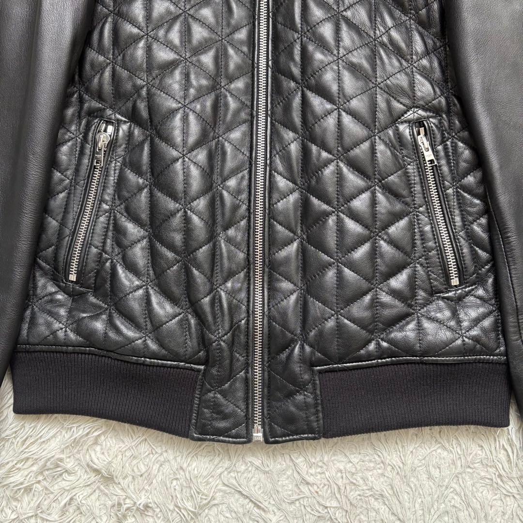 希少　XL 大きいサイズ　ポールスミスジーンズ　キルティングレザージャケット　黒