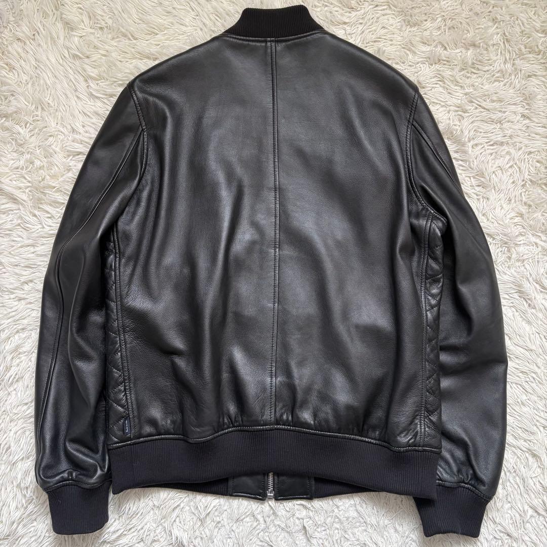 希少　XL 大きいサイズ　ポールスミスジーンズ　キルティングレザージャケット　黒