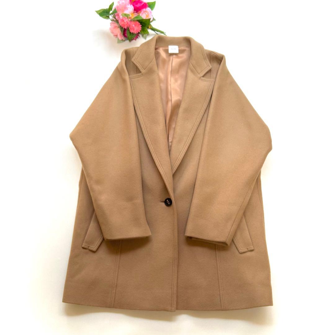最終セール　極美品　エリン　メルトンシングルワンボタンコート　ウール　ゆったり