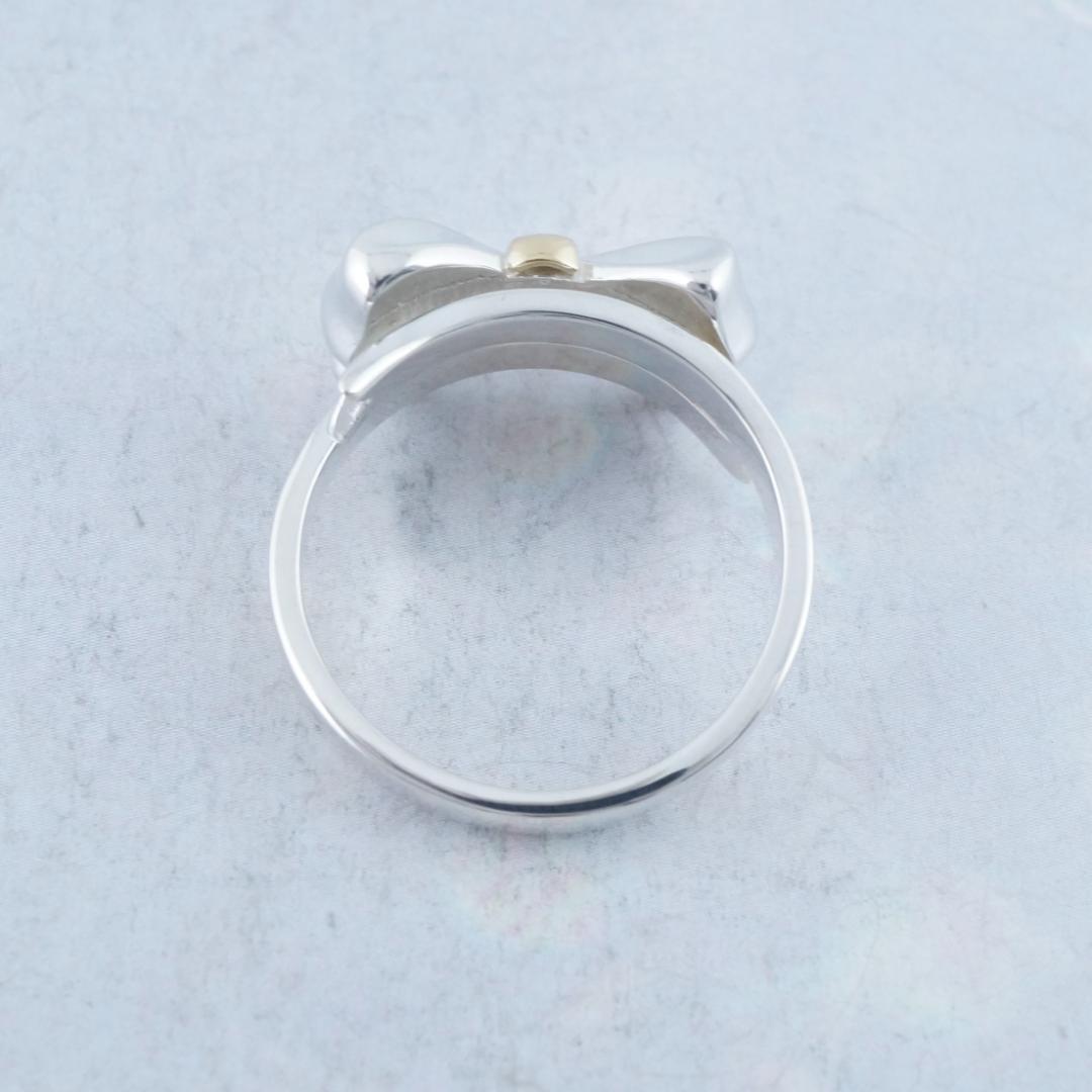 新品仕上 ティファニー SV925×18K 750リボン リング 13号