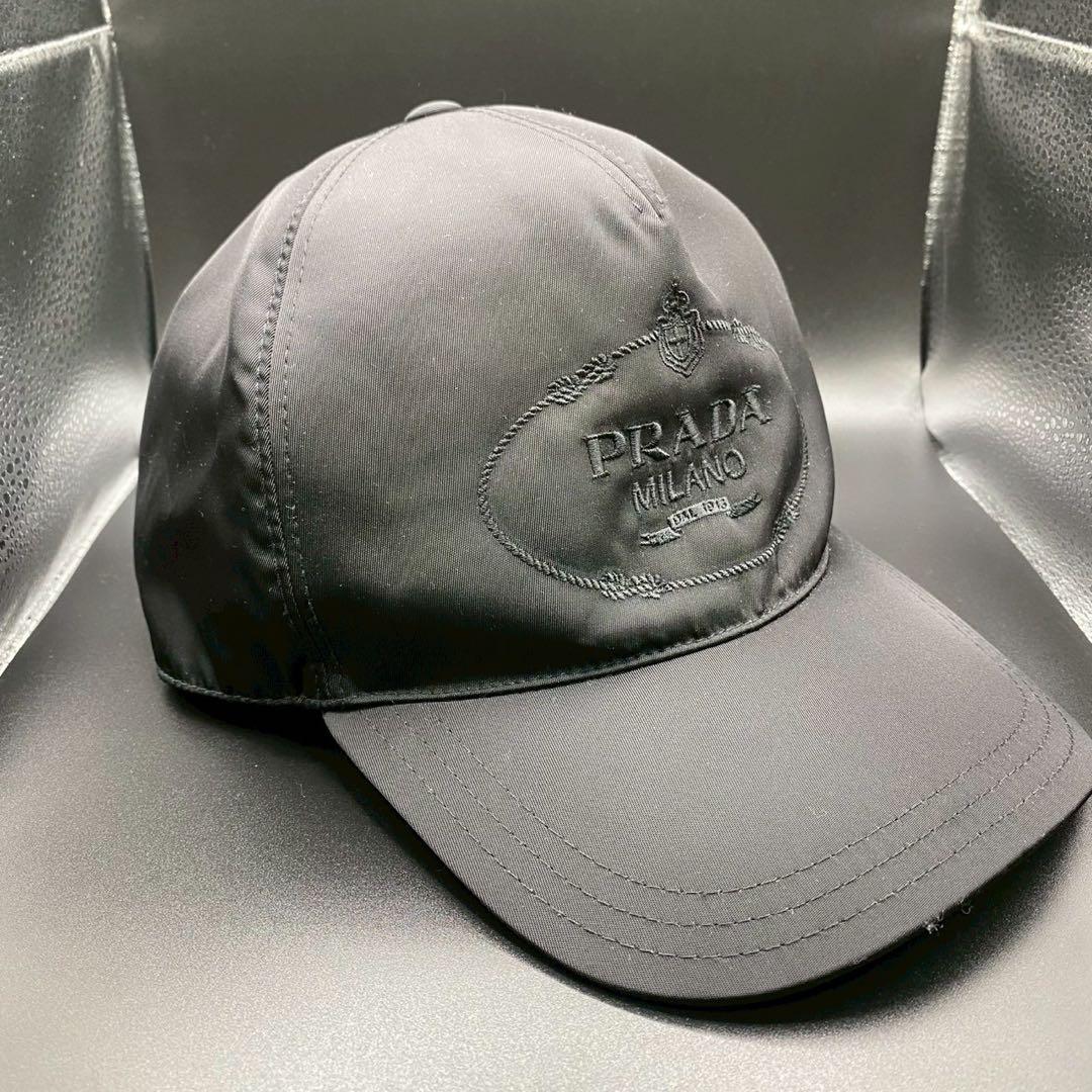 【極美品】PRADA ブラック ベースボールキャップ　XL メンズ　ナイロン