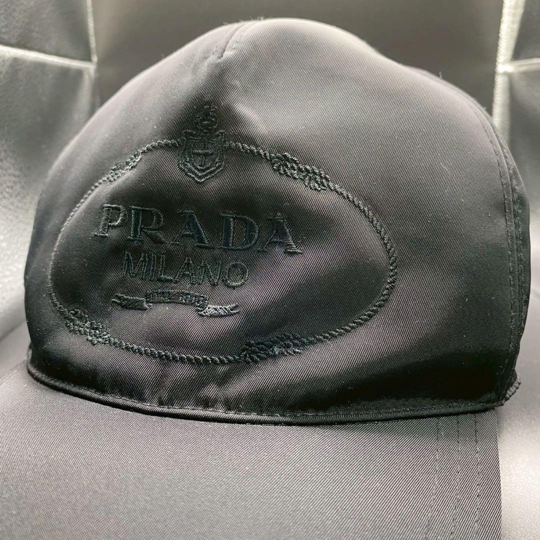 【極美品】PRADA ブラック ベースボールキャップ　XL メンズ　ナイロン