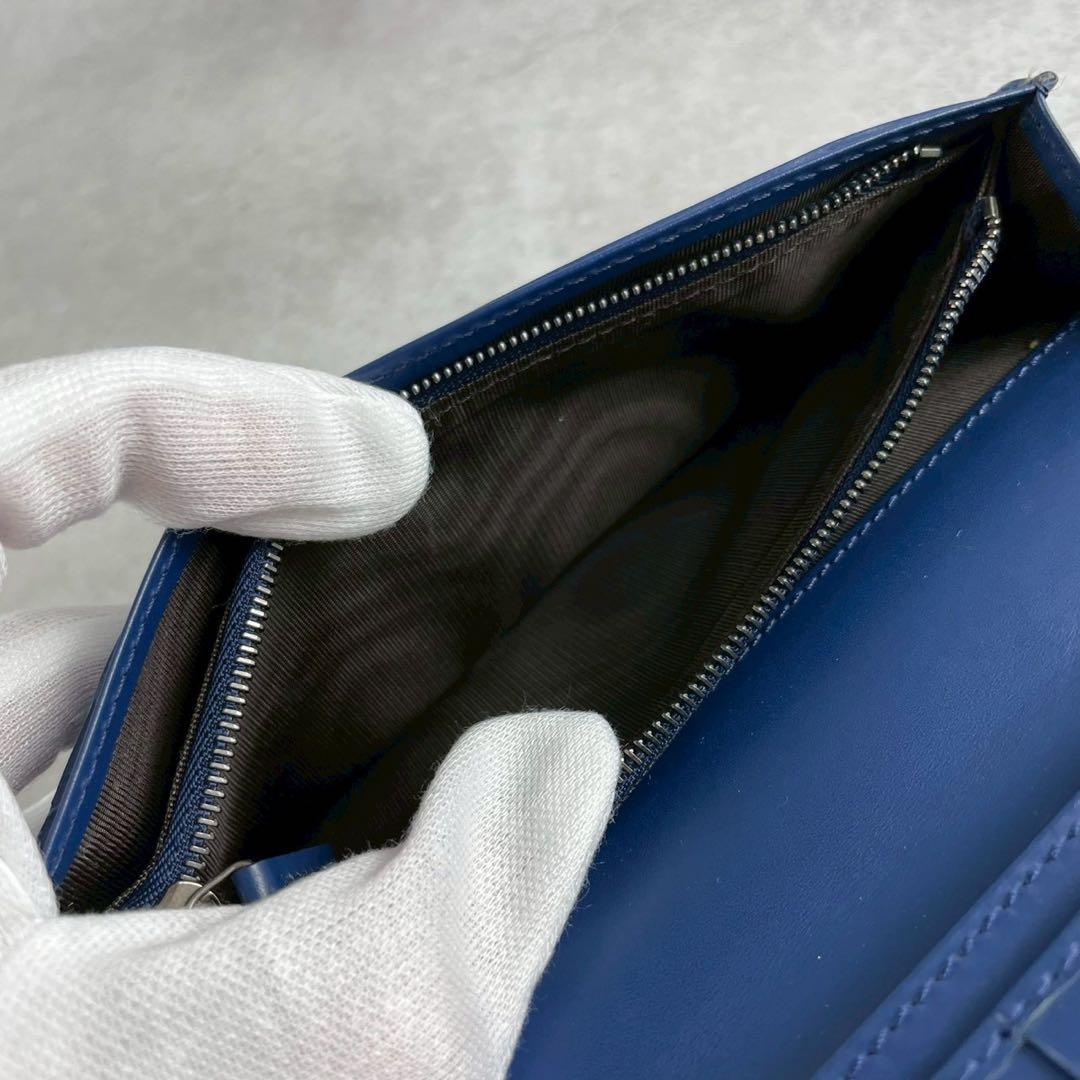 【美品 入手困難】グッチ 長財布 二つ折り カラーロゴ ブルー レザー