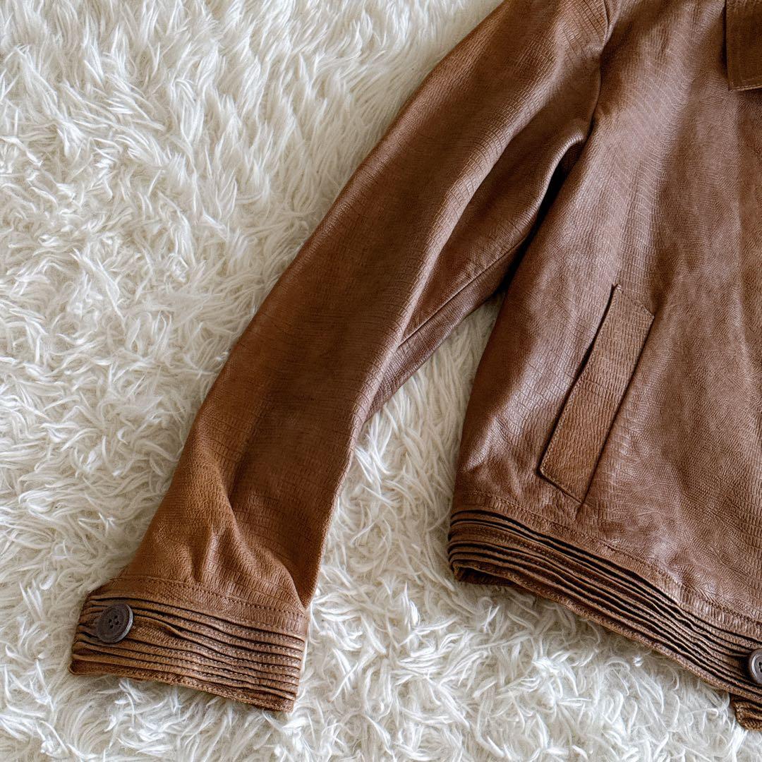 タグ付き保管品✨アルマーニ ヴィンテージ レザージャケット パイソン型押し 52