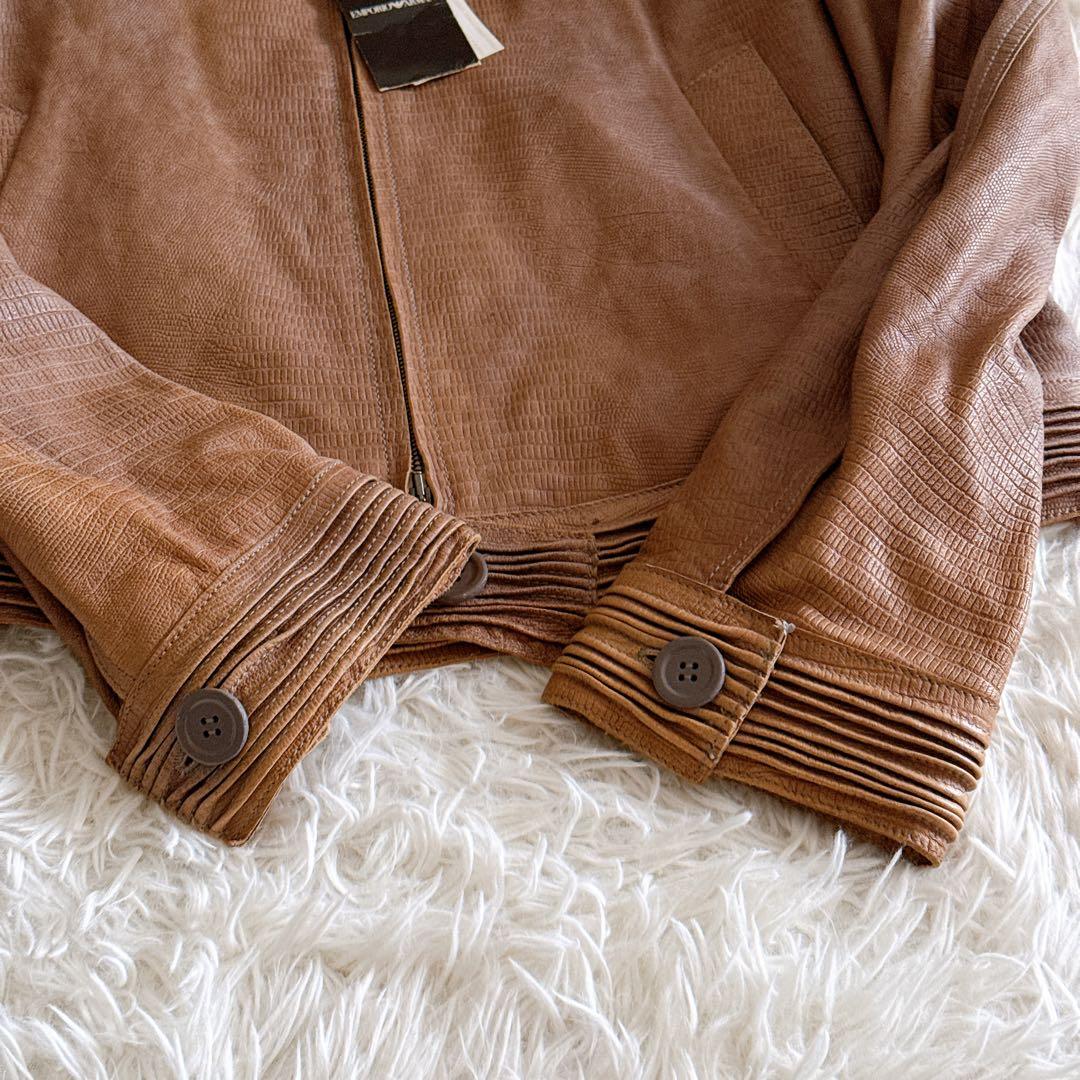 タグ付き保管品✨アルマーニ ヴィンテージ レザージャケット パイソン型押し 52