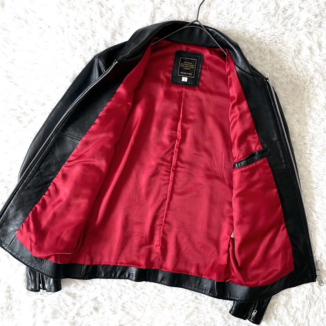 PURE GOLD ピュアゴールド レザージャケット シングル ラムレザー 2