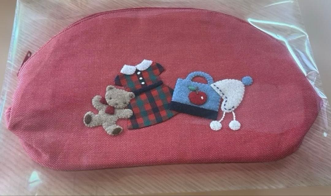 ♡ファミリア♡赤♡デニムポーチ♡