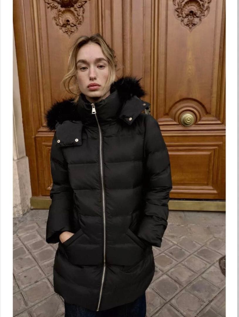 ZARA 撥水ウィンドブレーカーフード付きダウンジャケット M