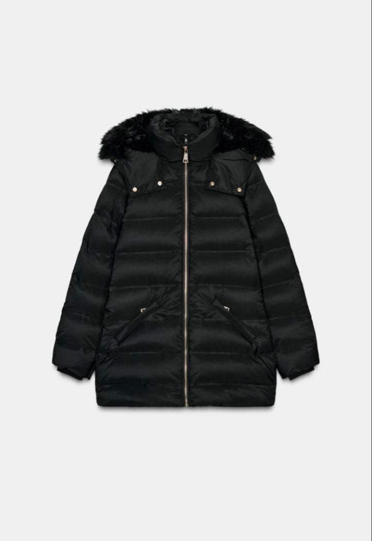 ZARA 撥水ウィンドブレーカーフード付きダウンジャケット M