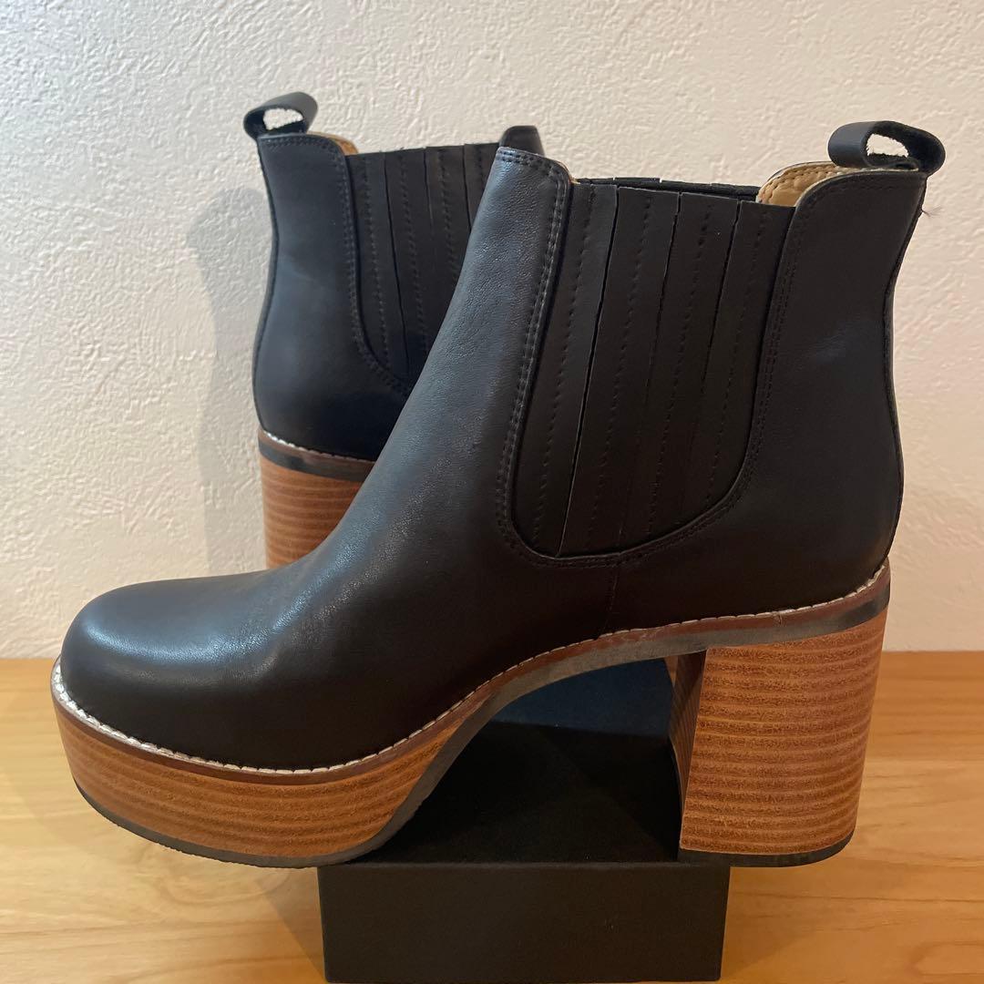 【美品】あしながおじさん サイドゴアブーツ 厚底 本革 レザー 1310117