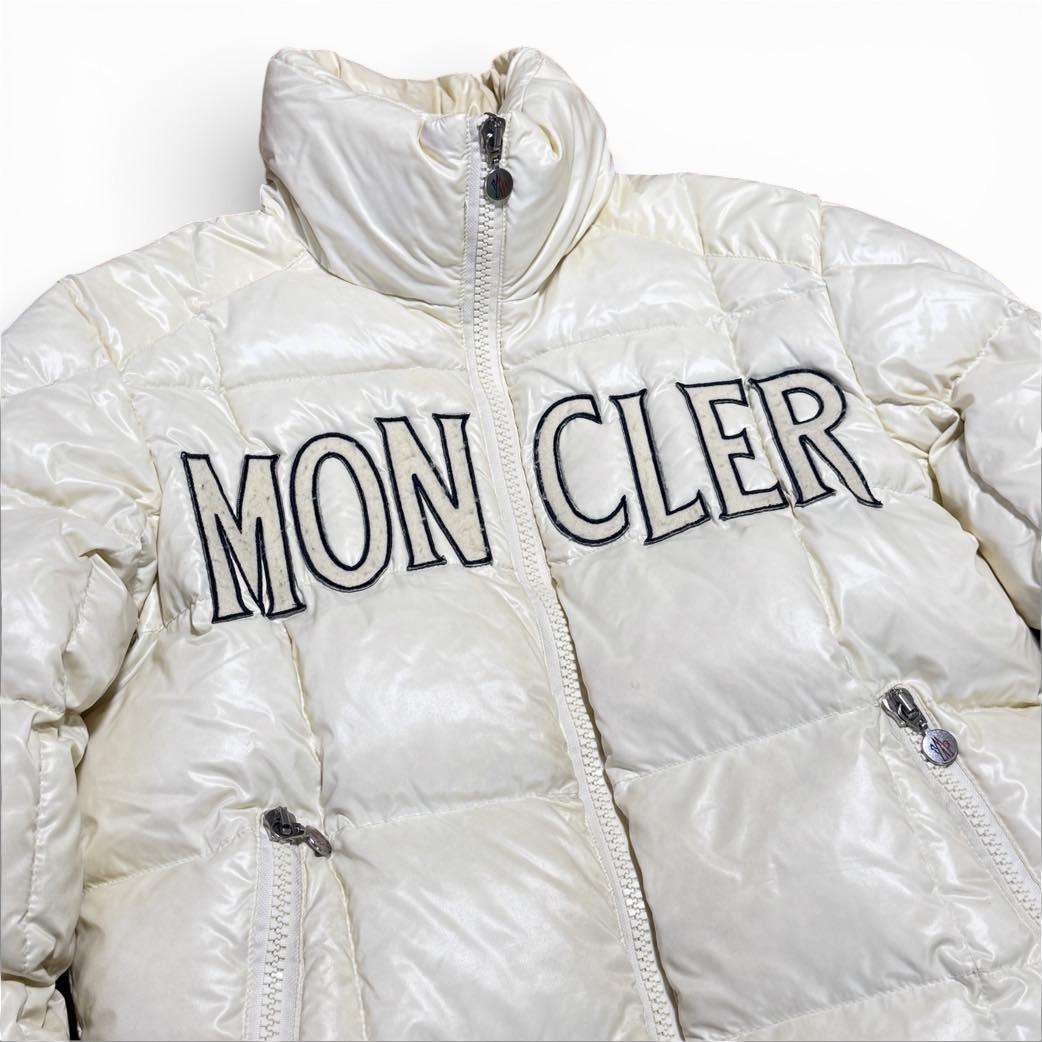 モンクレール ロゴ ホワイト ダウンジャケット LAMPO ジップ