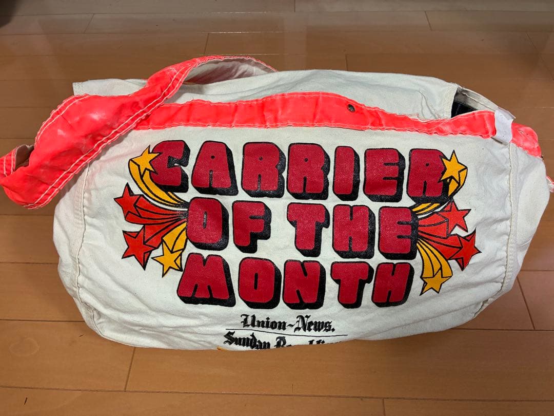 80's ニュースペーパーバッグ Union News 生成り×オレンジ